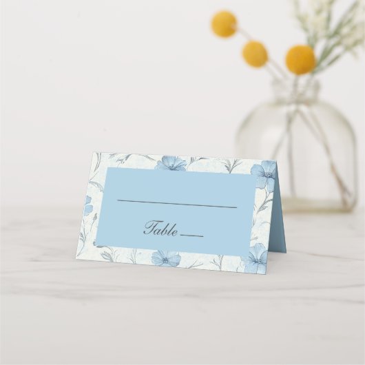 フローラブルーカントリーガーデンエレガントなウェディングエスコート プレイスカード (正面)
