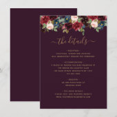 フローラブルーガンディネービーブループラムジュエルト結婚ーンズ エンクロージャーカード (正面/裏面)