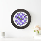 フローラブルーガーデンの花の指モダン数 ラージ壁時計 (ホーム)