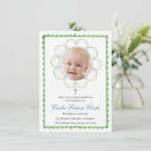 フローラブルーグリーンクロスシンプルバプテスマ 招待状 (スタンド正面)