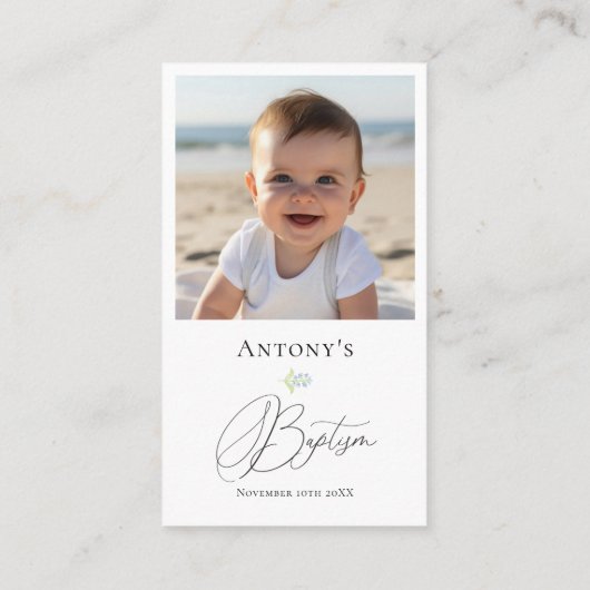 フローラブルーグリーンクロスバプテスマ祈りの言葉 名刺 (裏面)