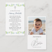 フローラブルーグリーンクロスバプテスマ祈りの言葉 名刺 (正面/裏面)