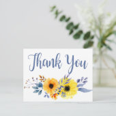 フローラブルーサンキューイエローウォーター色の花 ポストカード (スタンド正面)