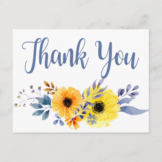 フローラブルーサンキューイエローウォーター色の花 ポストカード (正面)