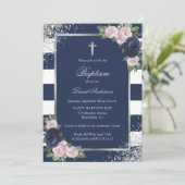 フローラブルーシルバークロスエレガントバプテスマ 招待状 (スタンド正面)