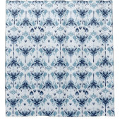 フローラブルージオメトリック シャワーカーテン (正面)