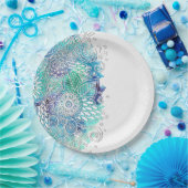 フローラブルースウォーターカラー ペーパープレート (パーティー)