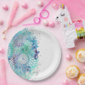 フローラブルースウォーターカラー ペーパープレート (パーティー)
