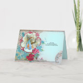 フローラブルーストークボーイ赤ちゃんシャワー、ピンクのバラ 案内状 (裏面)