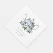 フローラブルーティーパーティーボーイベビーシャワー スタンダードランチョンナプキン (角)