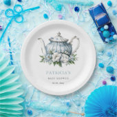 フローラブルーティーパーティーボーイベビーシャワー ペーパープレート (パーティー)