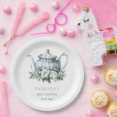 フローラブルーティーパーティーボーイベビーシャワー ペーパープレート (パーティー)