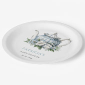 フローラブルーティーパーティーボーイベビーシャワー ペーパープレート (アングル)