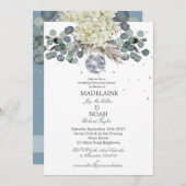 フローラブルーディスコボールエレガントウェディングリハーサル 招待状 (正面/裏面)