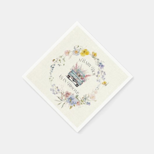 フローラブルートラック男の赤ちゃんイン開花紙ナプキンス スタンダードカクテルナプキン (角)