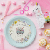 フローラブルートラック男の赤ちゃんイン開花紙プレート ペーパープレート (パーティー)