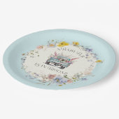 フローラブルートラック男の赤ちゃんイン開花紙プレート ペーパープレート (アングル)