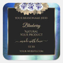 フローラブルーバラブラック製品ラベルマーブルフレーム