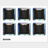 フローラブルーバラブラック製品ラベルマーブルフレーム スクエアシール (シート)