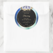 フローラブルーバラブラック製品ラベルマーブルフレーム ラウンドシール (バッグ)