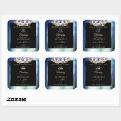 フローラブルーバラ大理石プロダクトラベルロゴブラック スクエアシール (シート)