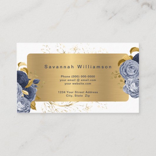 フローラブルーバラ金ゴールドのカスタマイズ 名刺 (裏面)