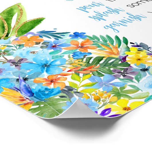 フローラブルーパイナップルベビーシャワーマママオサバー ポスター (角)