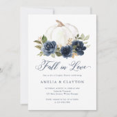 フローラブルーパンプキン秋インラブカップルのシャワー 招待状 (正面)