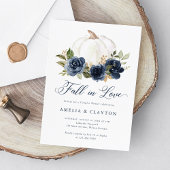 フローラブルーパンプキン秋インラブカップルのシャワー 招待状