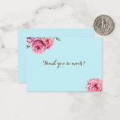 フローラブルーピンクサンキューフラット ノートカード (正面/裏面インサイチュ)