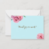 フローラブルーピンクサンキューフラット ノートカード (正面)