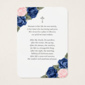 フローラブルーピンクシルバーメモリアル葬儀祈りの言葉 (裏面)