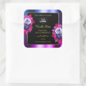 フローラブルーピンクパープルブラック製品ラベルのロゴ スクエアシール (バッグ)