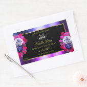 フローラブルーピンクパープルブラック製品ラベルのロゴ 長方形シール (封筒)