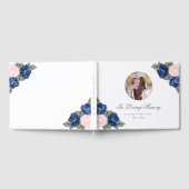 フローラブルーピンク愛の記憶の葬儀の写真 ゲストブック (全面)