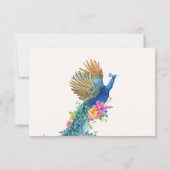 フローラブルーピーコックバードRSVPカード 出欠カード (裏面)