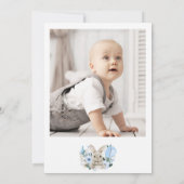 フローラブルーフォトバニーが1つの誕生日 招待状 (裏面)