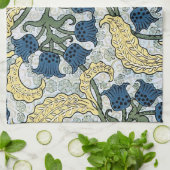 フローラブルーフラワーズリリーバレーリピーター キッチンタオル (折り畳み)