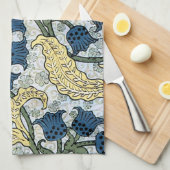 フローラブルーフラワーズリリーバレーリピーター キッチンタオル (四つ折り)