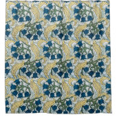 フローラブルーフラワーズリリーバレーリピーター シャワーカーテン (正面)