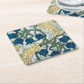 フローラブルーフラワーズリリーバレーリピーター スクエアペーパーコースター (アングル)