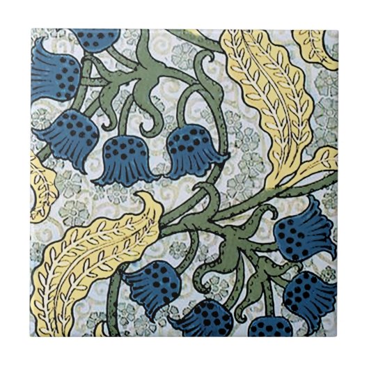 フローラブルーフラワーズリリーバレーリピーター タイル (正面)