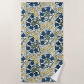 フローラブルーフラワーズリリーバレーリピーター ビーチタオル (正面)