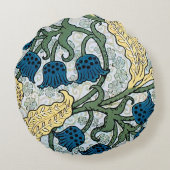 フローラブルーフラワーズリリーバレーリピーター ラウンドクッション (裏面)