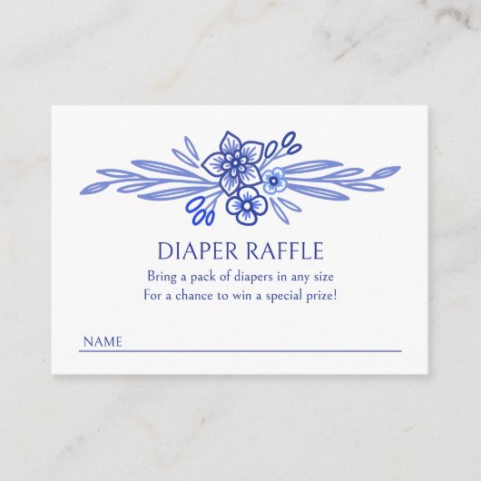 フローラブルーフランスのおむつラッフルシャワー エンクロージャーカード (正面)
