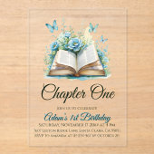 フローラブルーブックボーイチャプターワンバースデー アクリル招待状 (正面)