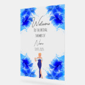 フローラブルーブライダルシャワー標識 アクリルサイン (傾斜)