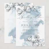 フローラブルーブライダルシャワー 招待状 (正面/裏面)