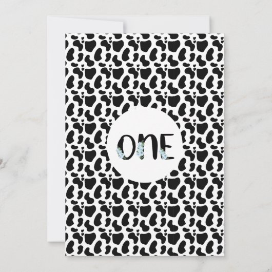 フローラブルーブラック牛プリントファーム1st誕生日 招待状 (裏面)