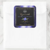 フローラブルーブラック製品ラベルグリッター星ロゴ スクエアシール (バッグ)